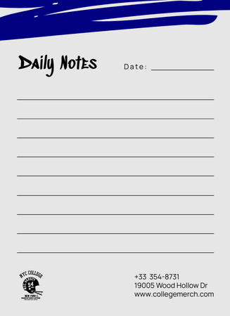 Minimalistic Daily Planner with Blue Lines Notepad 4x5.5in Design Template