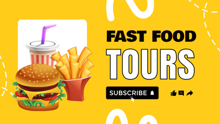 Blog Ad with Fast Food Tours Youtube Thumbnail Design Template
