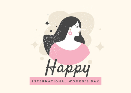 International Women's Day Greeting with Beautiful Woman Card Design Template