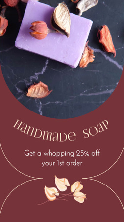 Handmade Soap Bars With Discount In Red Instagram Video Story Design Template