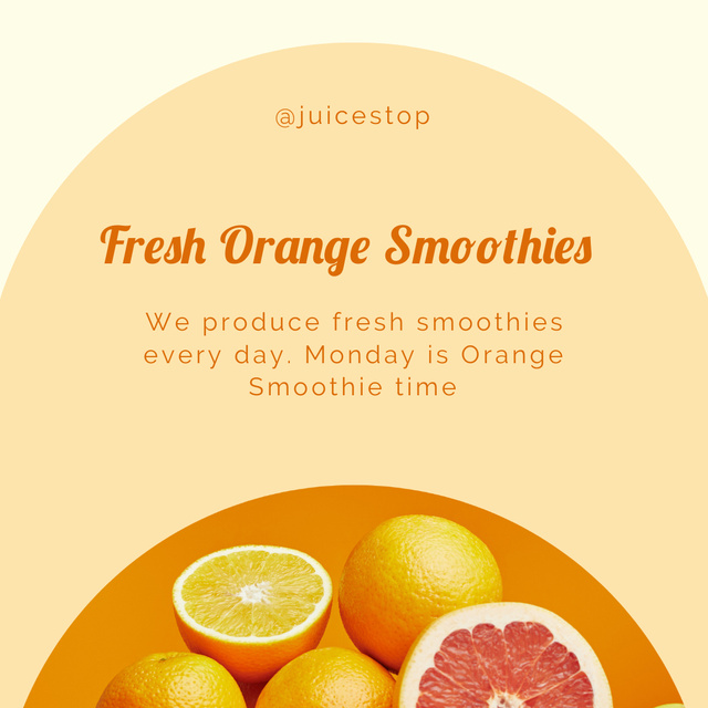 Fresh Smoothies Sale Ad with Oranges Instagram Tasarım Şablonu