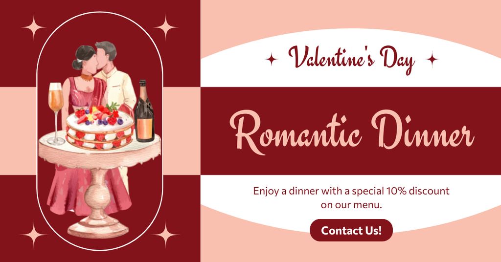 Ontwerpsjabloon van Facebook AD van Valentine's Day Romantic Dinners Arrangement