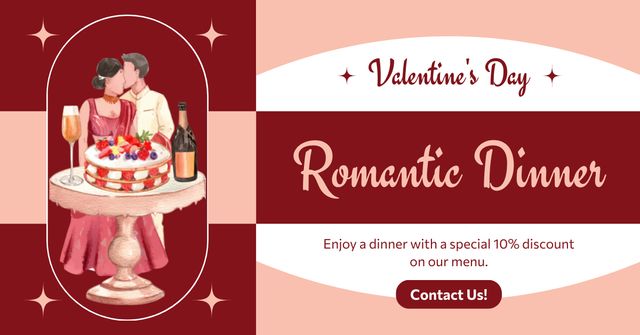 Template di design Valentine's Day Romantic Dinners Arrangement Facebook AD