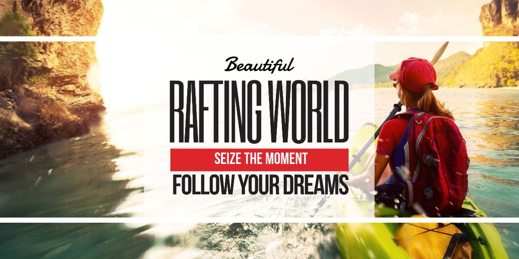 Szablon projektu Rafting Tour Invitation with Woman in Boat Image