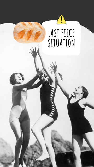 Designvorlage Funny Illustration of Women Catching Bun für Instagram Story