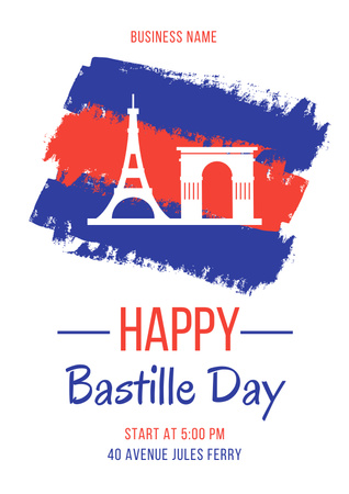 Happy National Bastille Day Poster Design Template