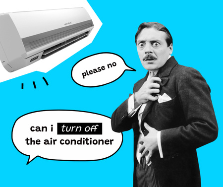 Designvorlage lustiger witz über das ausschalten der klimaanlage für Facebook