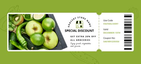 Special Offer of Grocery Store Coupon 3.75x8.25in Design Template
