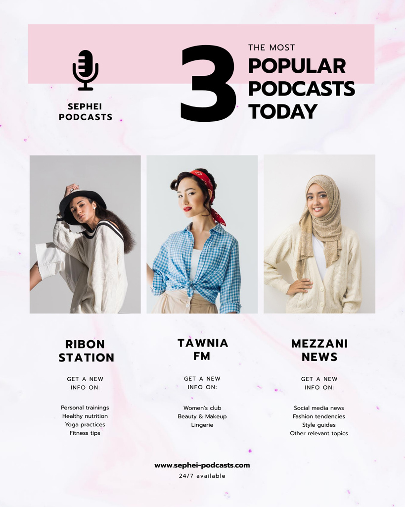 Popular podcasts with Young Women Poster 16x20in Πρότυπο σχεδίασης