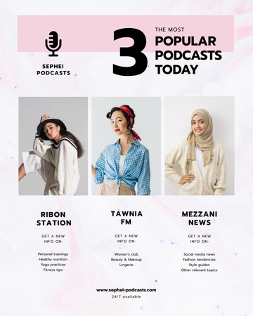 Popular podcasts with Young Women Poster 16x20in Šablona návrhu