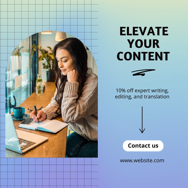 Awesome Writing And Translating Service With Discounts Instagram Design Template