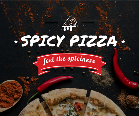 Spicy Pizza Sale Offer with Chili Pepper Facebook Design Template