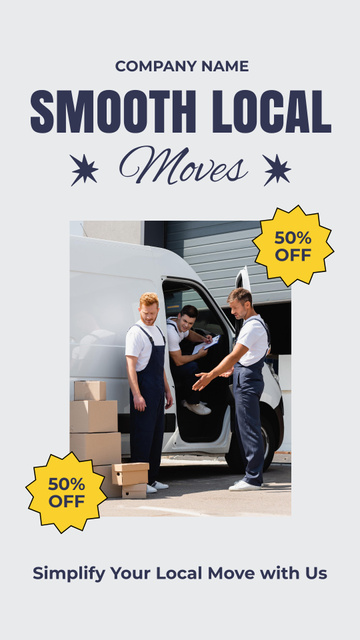 Ad of Smooth Moving Services with Delivers near Truck Instagram Story Modelo de Design