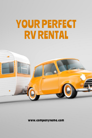 Travel Trailer for Rent 3d Illustrated Postcard 4x6in Vertical Design Template