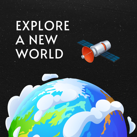 maa ja satelliitti avaruudessa Instagram Design Template