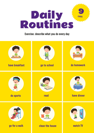 Ontwerpsjabloon van Poster A3 van Daily Routine Chart for Kids