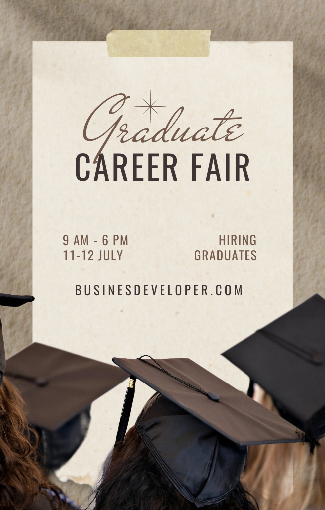 Graduate Career Fair Announcement with Students Invitation 4.6x7.2inデザインテンプレート