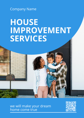 Platilla de diseño Mixed Race Family for House Improvement Services Flayer