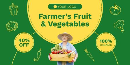 Semt Pazarında Sadece Organik Sebze ve Meyveler Twitter Tasarım Şablonu