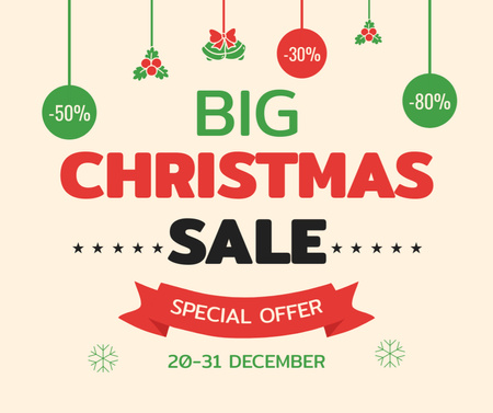 Big Christmas Sale Announcement Facebook Design Template