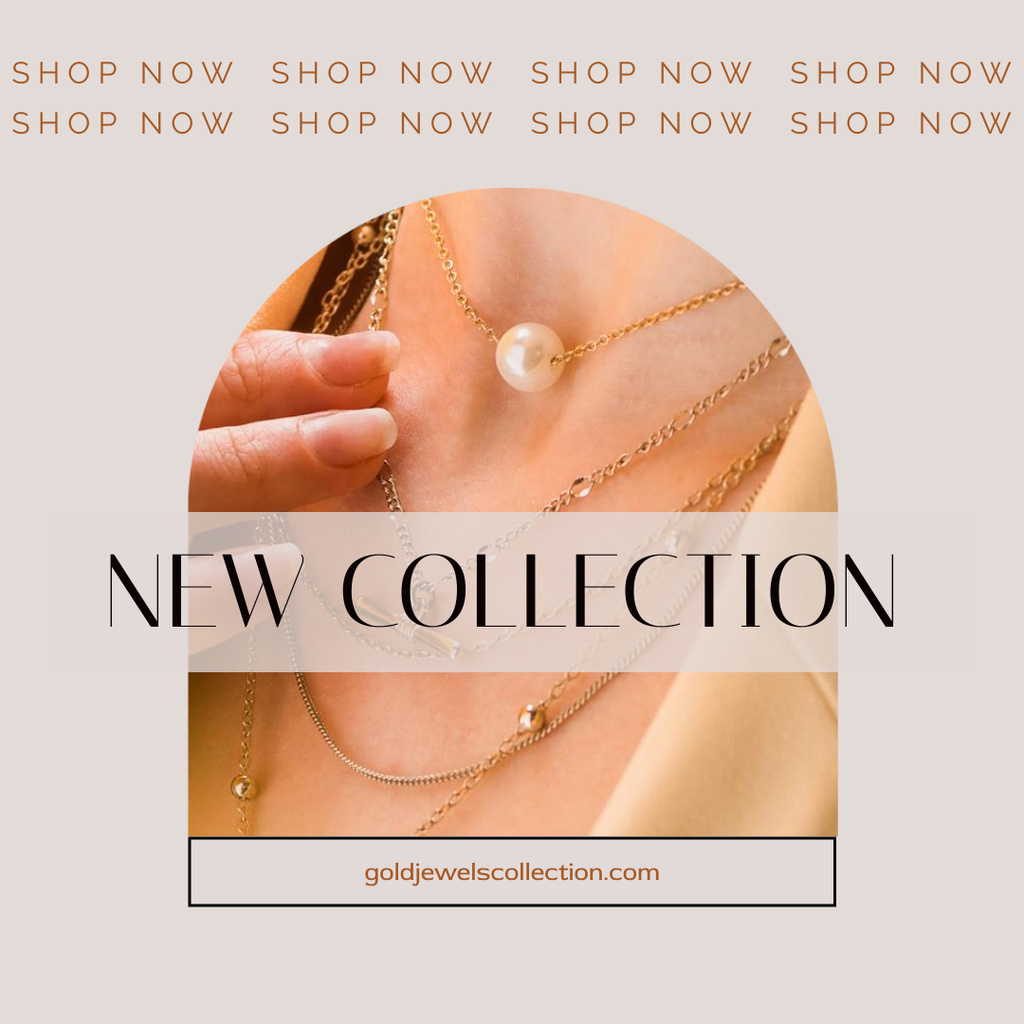 Jewelry Collection Sale with Elegant Necklace Instagram Tasarım Şablonu