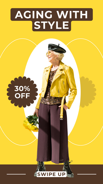 Stylish Outfit For Elderly With Discount Instagram Story Design Template