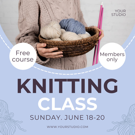 Knitting Free Course In Summer Offer Instagram Design Template