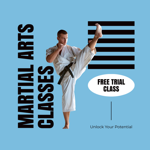 Martial Arts Free Trial Class Ad Instagramデザインテンプレート