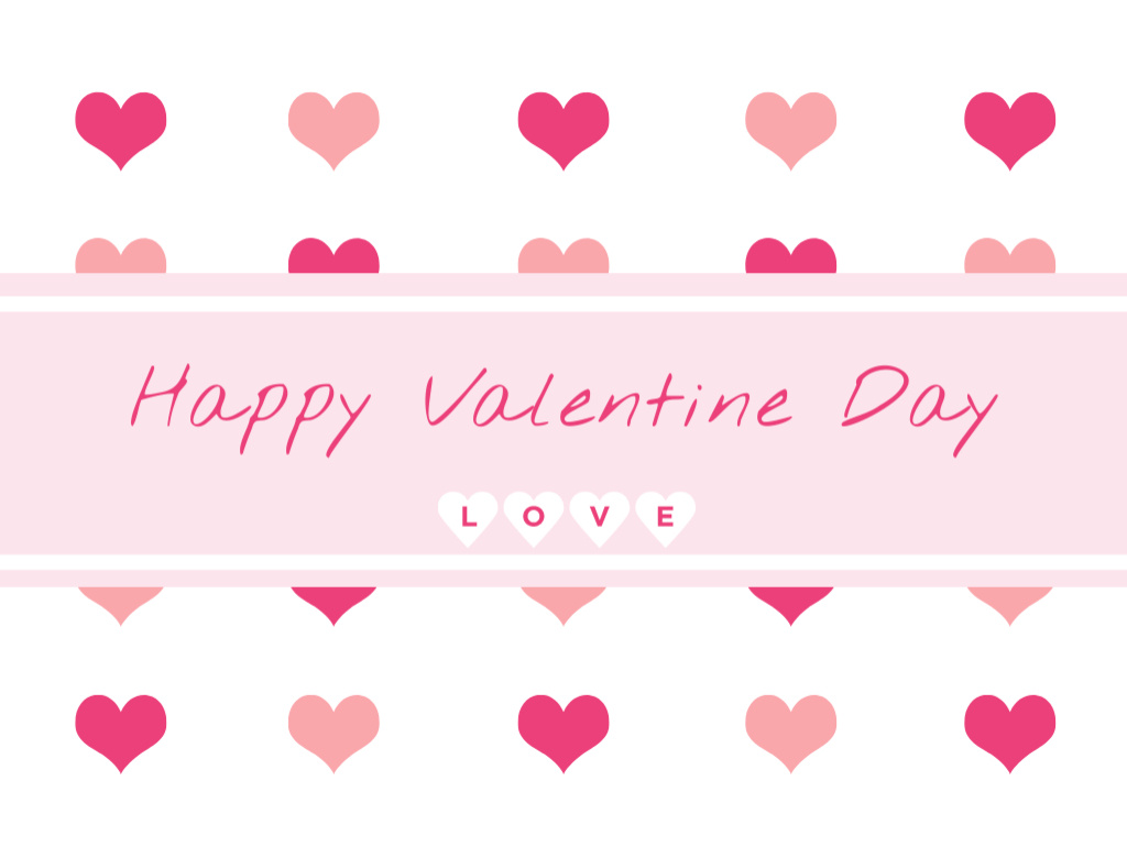 Designvorlage Cute Valentine's Day Greeting with Hearts Pattern für Postcard 4.2x5.5in