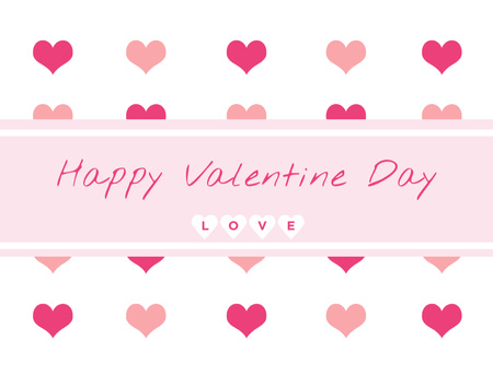 Cute Valentine's Day Greeting with Hearts Pattern Postcard 4.2x5.5in Design Template