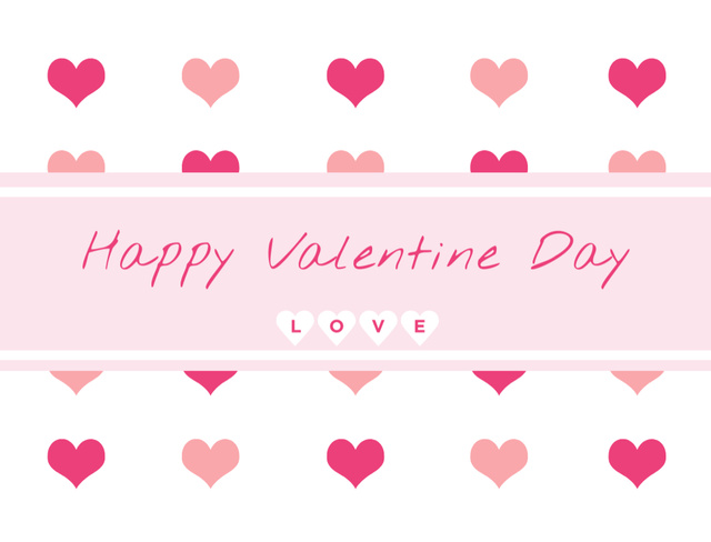 Cute Valentine's Day Greeting with Hearts Pattern Postcard 4.2x5.5in Šablona návrhu