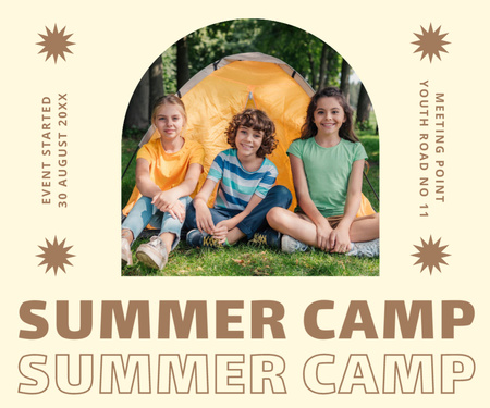 Modèle de visuel Enfants se reposant dans un camp d'été - Medium Rectangle