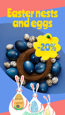Barvená vajíčka a hnízda na velikonoční výprodej Instagram Video Story Šablona návrhu
