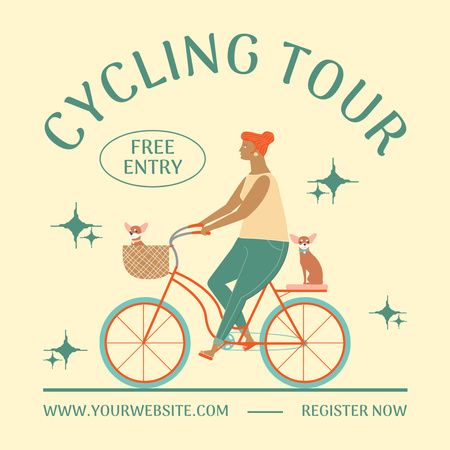 Free Entry to City Cycling Tour Instagram AD Design Template
