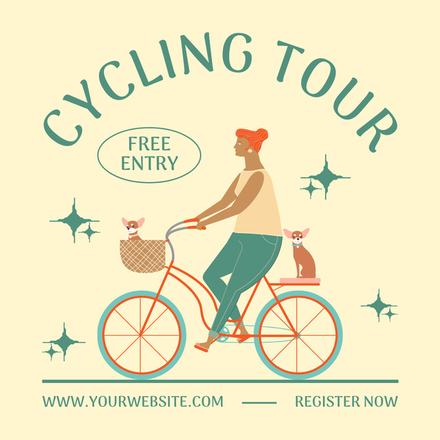Free Entry to City Cycling Tour Instagram ADデザインテンプレート