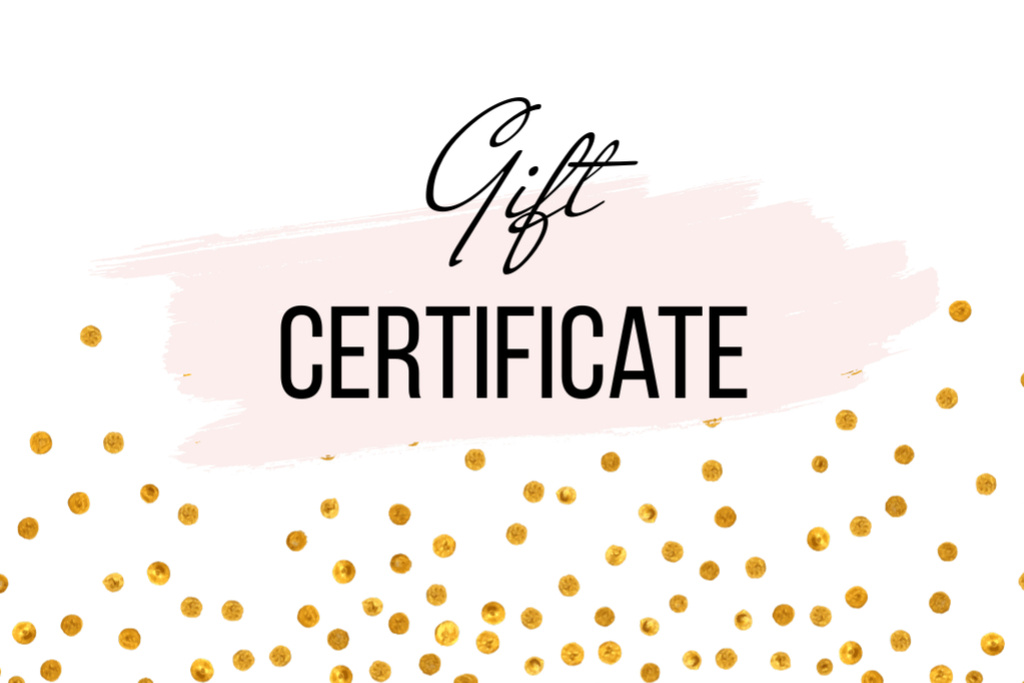 Szablon projektu Cosmetics Offer on golden glitter Gift Certificate