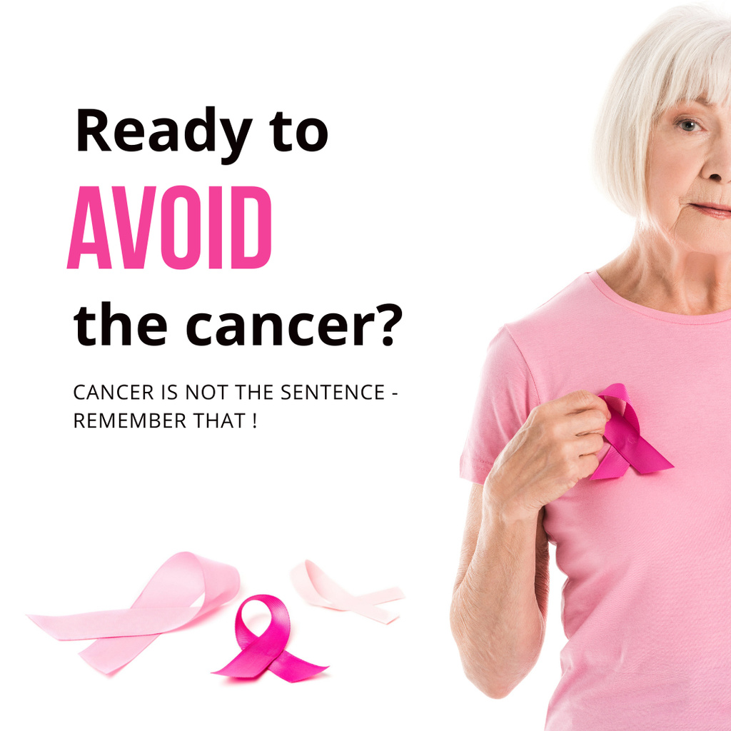 Modèle de visuel Breast Cancer Awareness with Senior Woman - Instagram