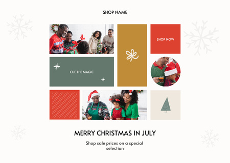 Ontwerpsjabloon van Card van July Christmas Sale Announcement