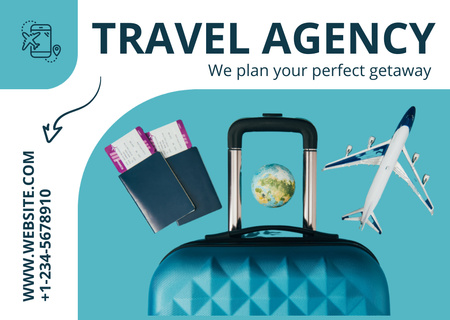 Perfect Getaway Offer from Travel Agency Card Design Template