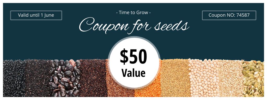 Ad of Seeds Sale Offer Coupon Design Template