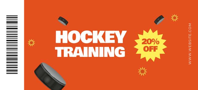 Enhancing Hockey Techniques Promotion with Hockey Pucks And Discounts Coupon 3.75x8.25inデザインテンプレート