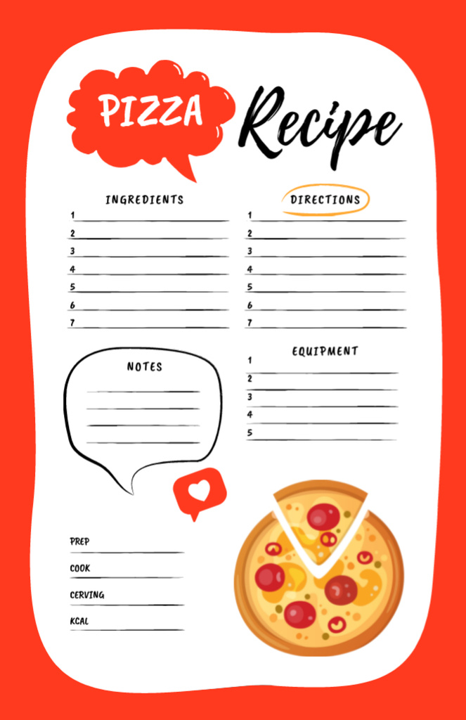 Designvorlage Delicious Pizza Cooking Tips für Recipe Card