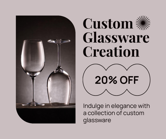Elegant Wineglasses Custom Order With Discounts Offer Facebook Design Template