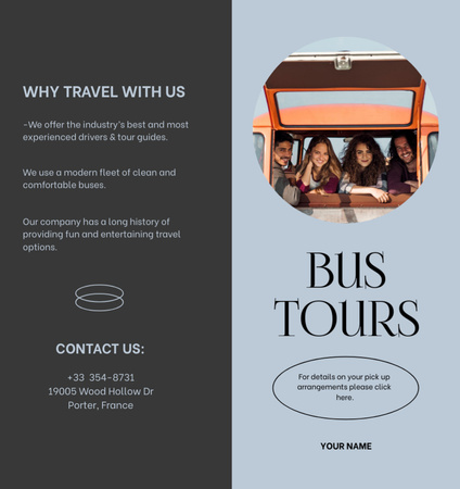 Bus Travel Tours Offer Brochure Din Large Bi-fold Design Template