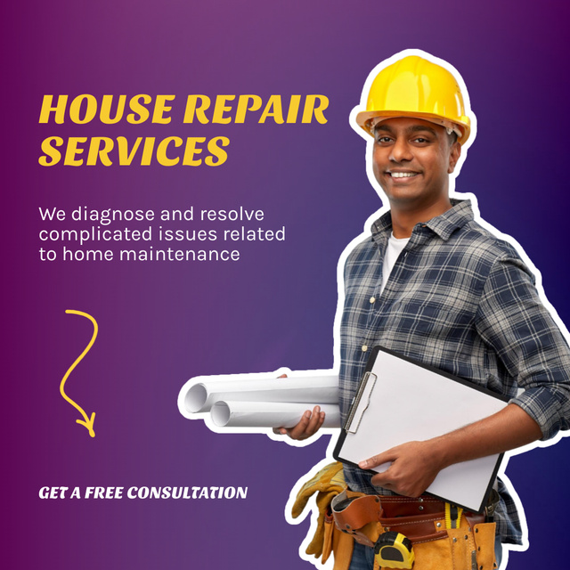 Qualified Home Repair Services for Complex Issues Animated Post Design Template