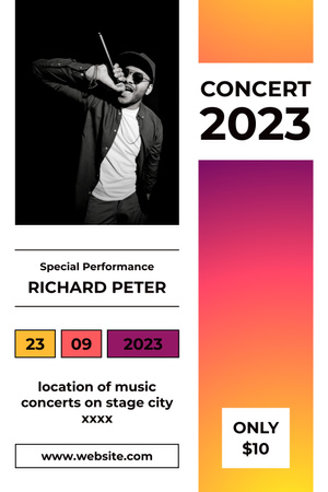 Exquisite Performance and Music Concert Announcement Pinterest Design Template