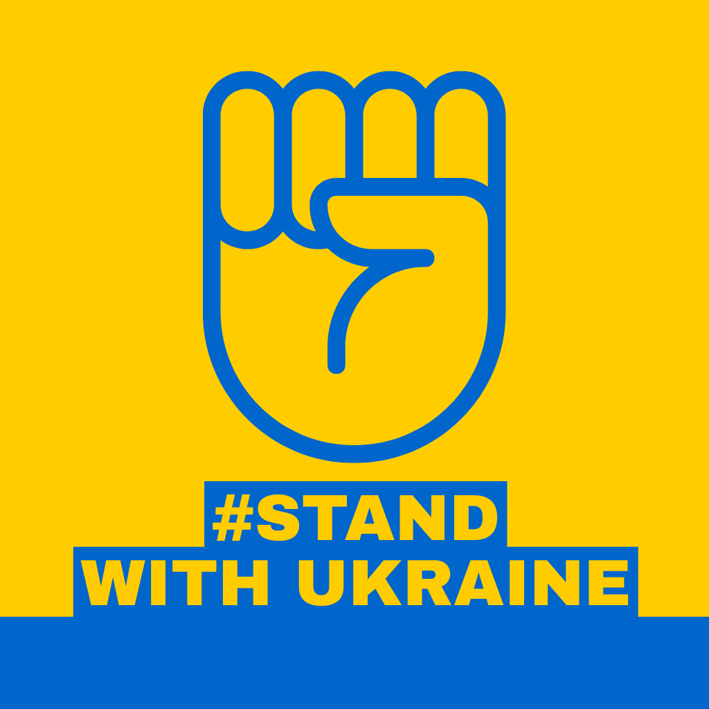 Fist Sign and Phrase Stand with Ukraine Logo – шаблон для дизайна