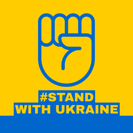 Fist Sign and Phrase Stand with Ukraine Logo – шаблон для дизайну