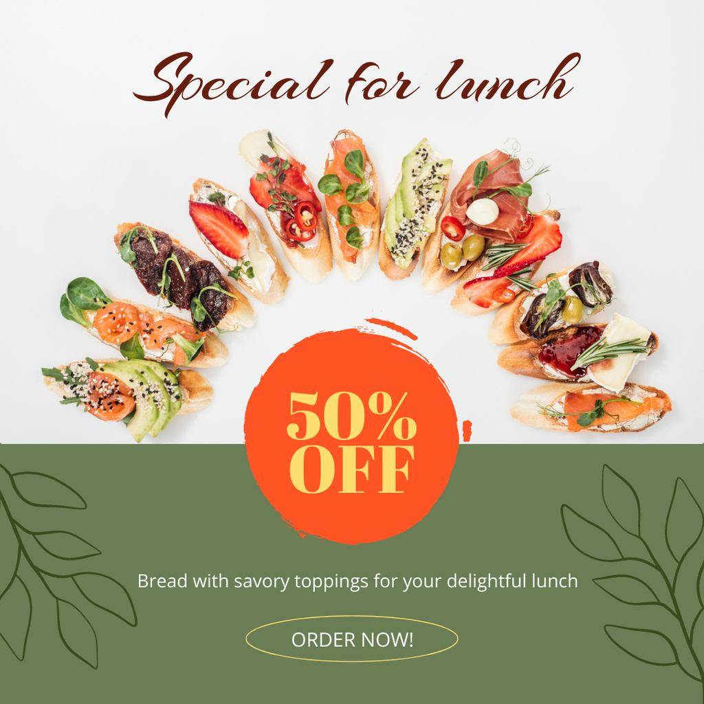 Designvorlage Special Offer for Lunch with Tapas Dishes für Instagram