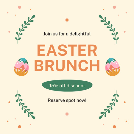 Offer of Easter Brunch with Bright Painted Eggs Animated Post Design Template
